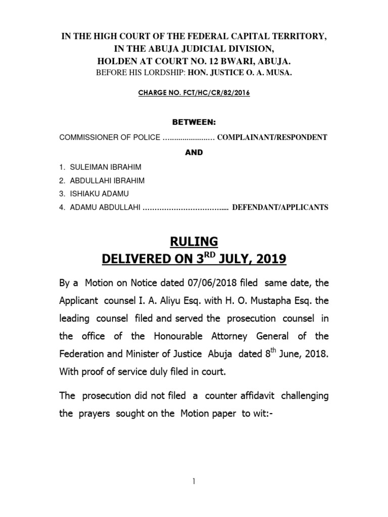 Court Ruling on Defendants' Discharge | PDF