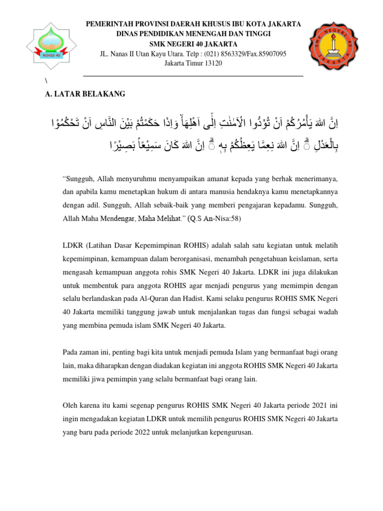 Pelatihan Kepemimpinan LDKR ROHIS | PDF | Perjalanan