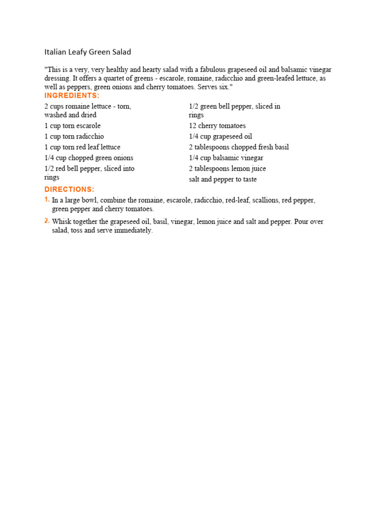 Italian Leafy Green Salad PDF