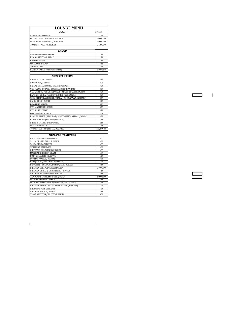 Food menu sample pdf