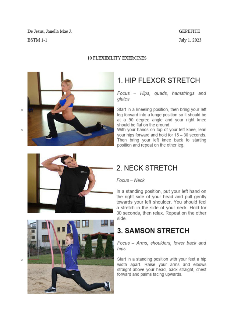 FLEXIBILITY EXERCISES PDF Anatomical Terms Of Motion