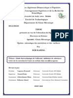 Etude Électrochimique de L'efficacité Inhibitrice de Substances