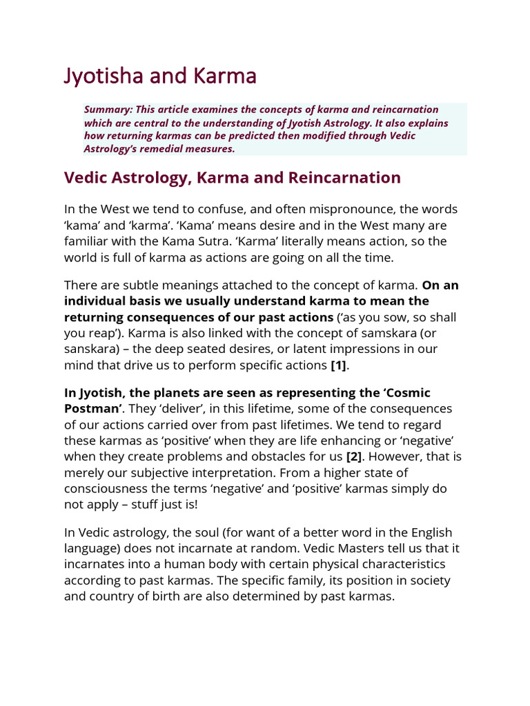 Jyotisha and Karma | PDF | Self-Improvement | Science & Mathematics