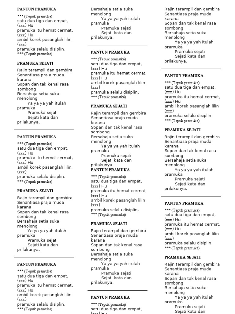 Pantun Pramuka Sejati Blog Materi Pramuka