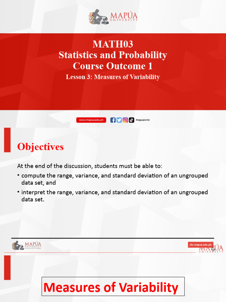 Co1 L3 Measures Of Variability Pdf Variance Standard Deviation