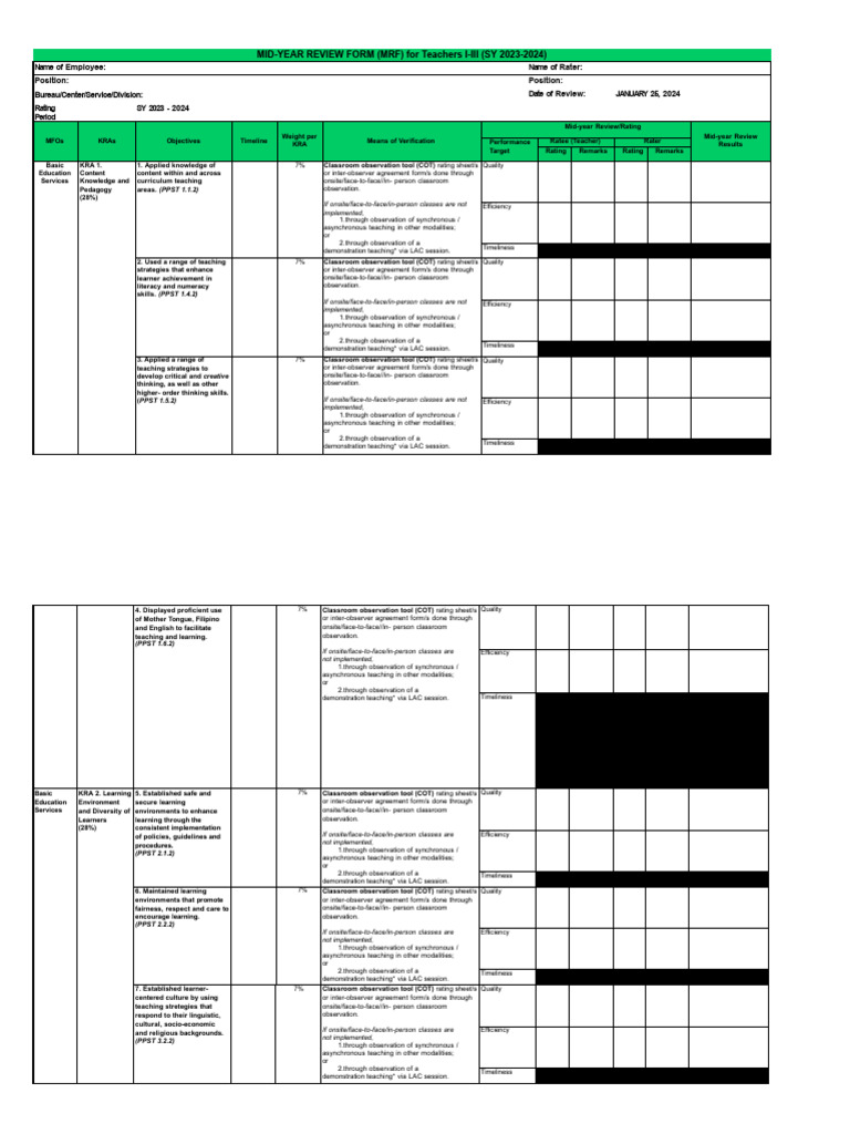 MidYear Review FormT IIII SY 20232024 PDF