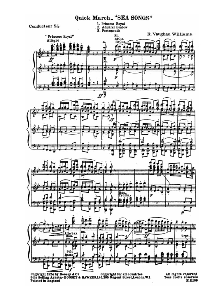 Sea Songs (Ralph Vaughan Williams) Condensed Score | PDF