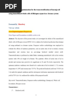 Download Response Surface Optimization for the Transesterification of Karanja Oil Using Immobilized Whole Cells of Rhizopus Oryzae in N- Hexane System by Bharadwaj Santhosh SN70347853 doc pdf