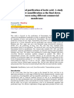 Separation and Purification of Lactic Acid a Study on Cross-flow Nano Filtration as the Final Down-stream Process Using Different Commercial Membranes