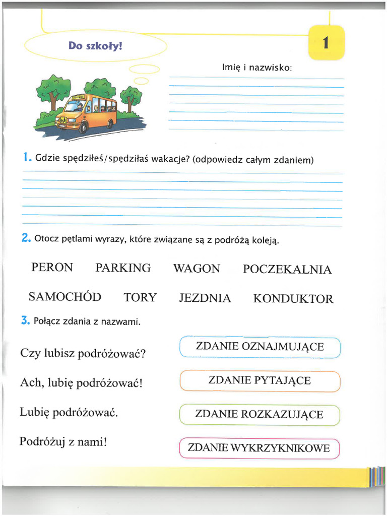 Sprawdzian Klasa 3 Edukacja Polonistyczna Gra W Kolory - Sprawdziany Klasa 2 | PDF