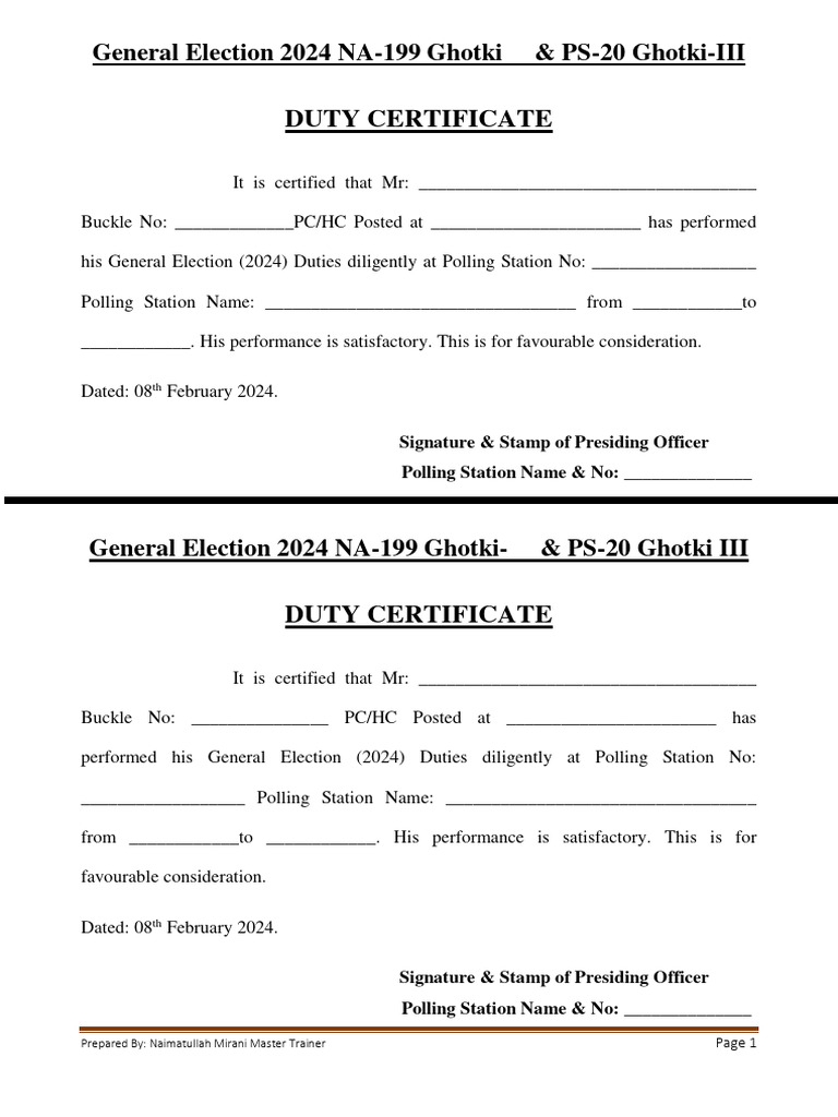 Election proforma 2024 pakistan pdf group decision making forms