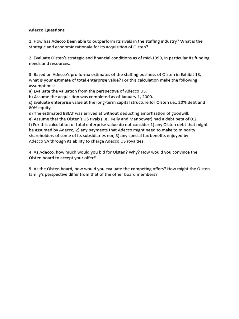 Adecco assignment questions pdf