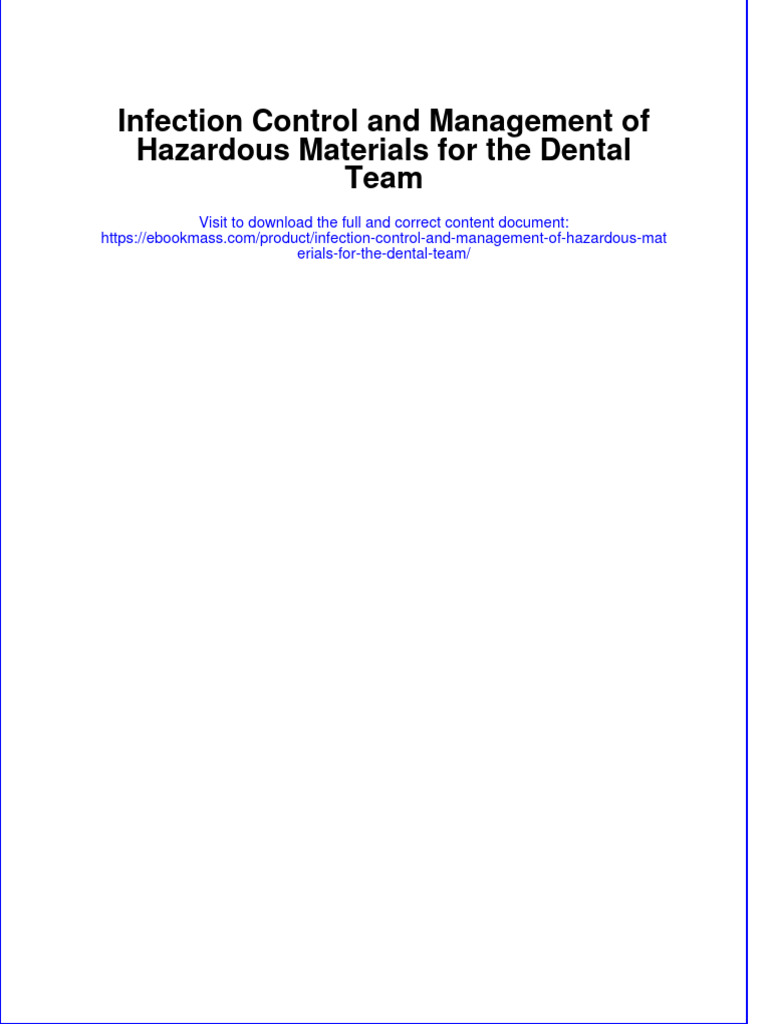 EBOOK Infection Control and Management of Hazardous Materials For The
