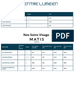 Tarif Soin Matis