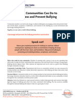 What Communities Can Do To Address and Prevent Bullying: Speak Out!