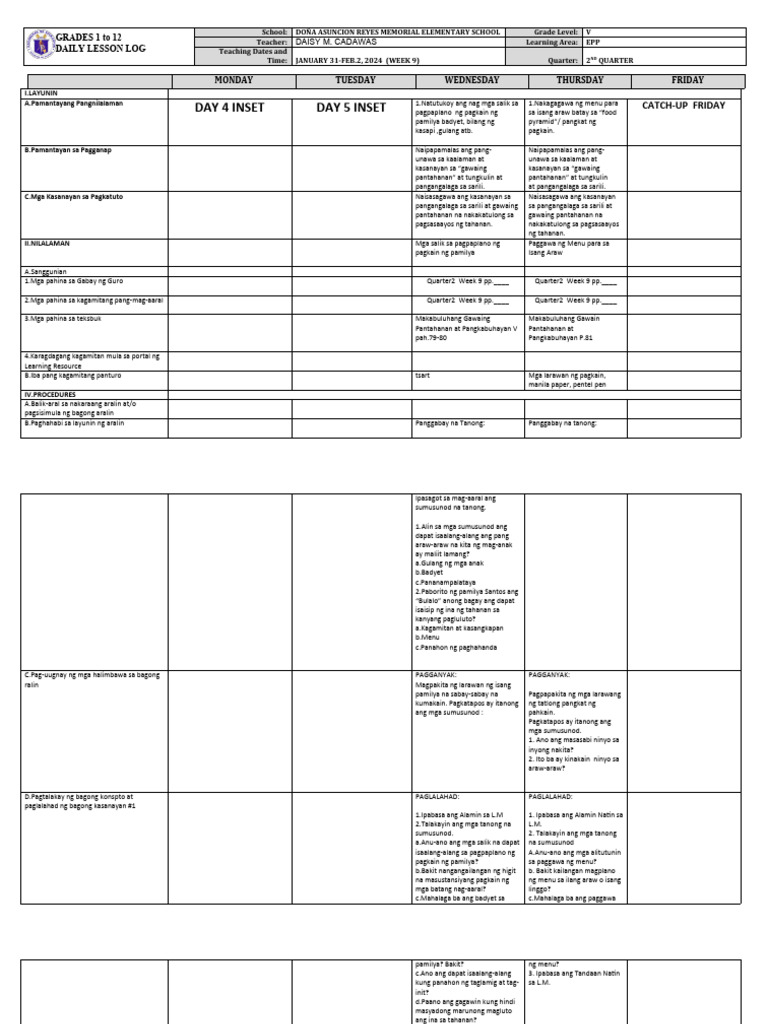DLL - Epp 5 - Q2 - W9 | PDF