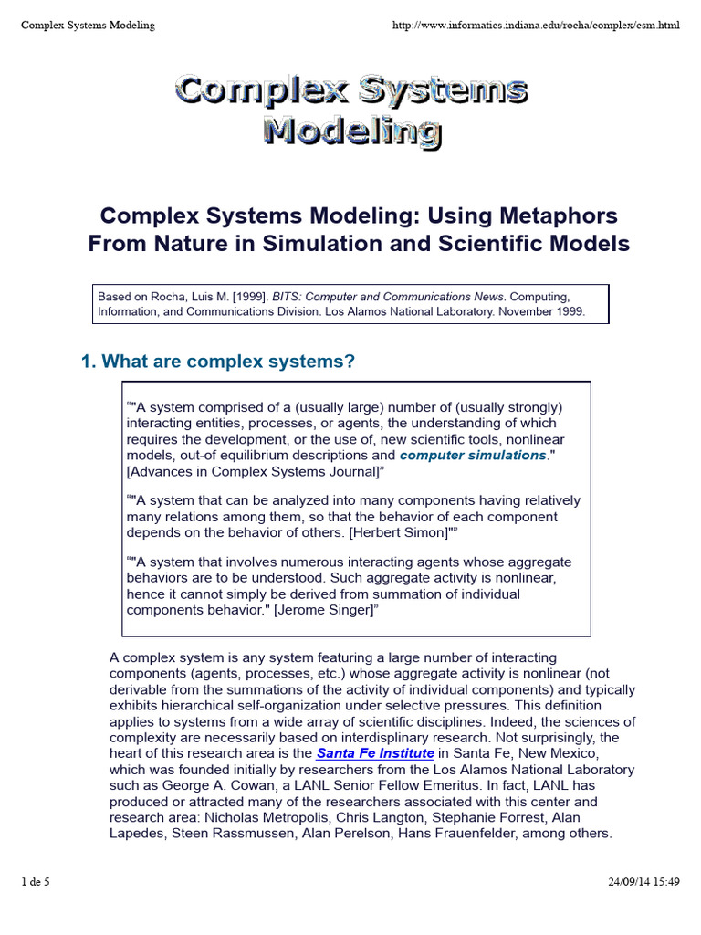 Complex Systems Modeling | PDF | System | Gene