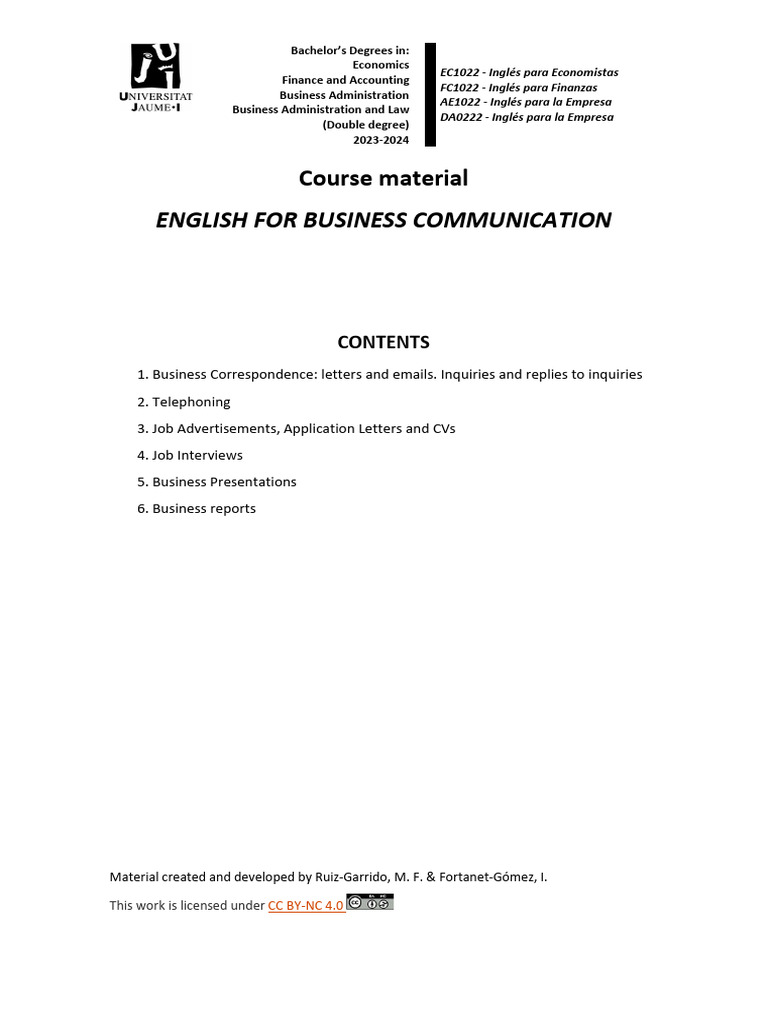 English for Business Communication | PDF | Persuasion | Communication