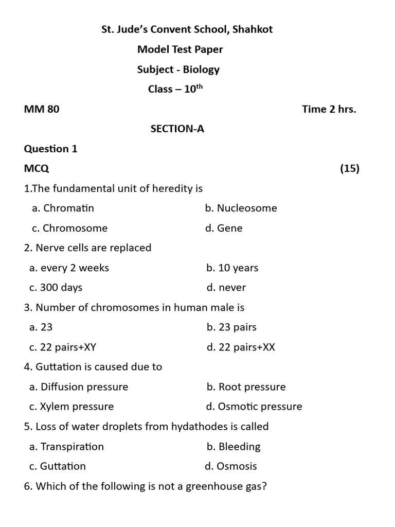 Class 10, Biology PDF