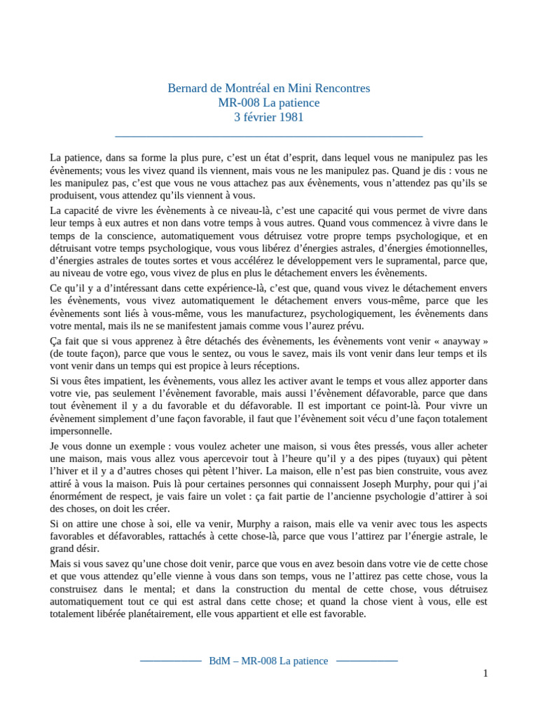 La Patience et le Détachement | PDF | Développement personnel