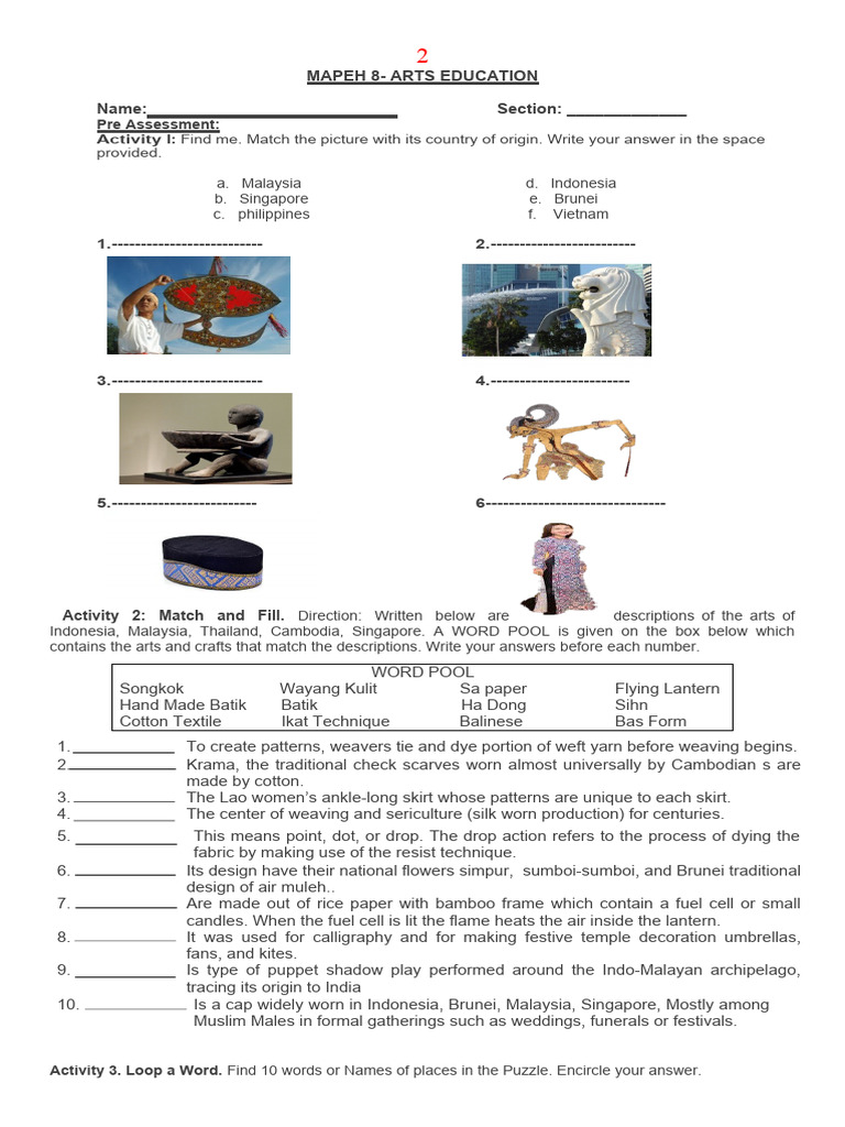 Arts Q1 - Answer Sheet | PDF