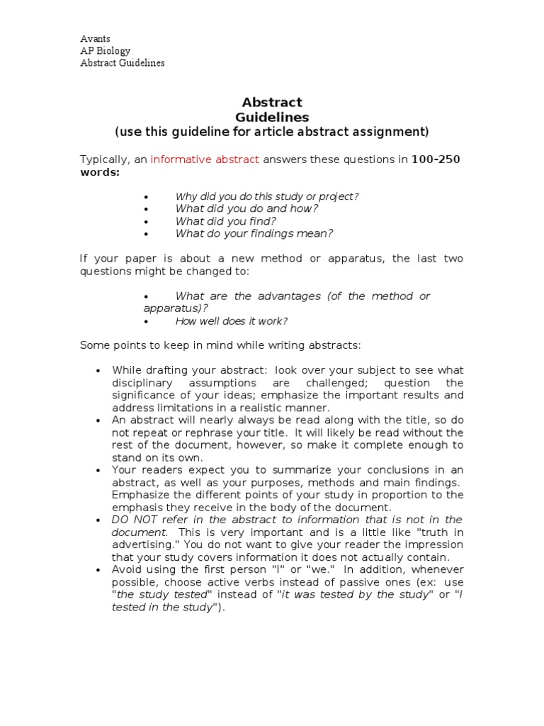 AP Abstract Guidelines | PDF | Abstract (Summary) | Science