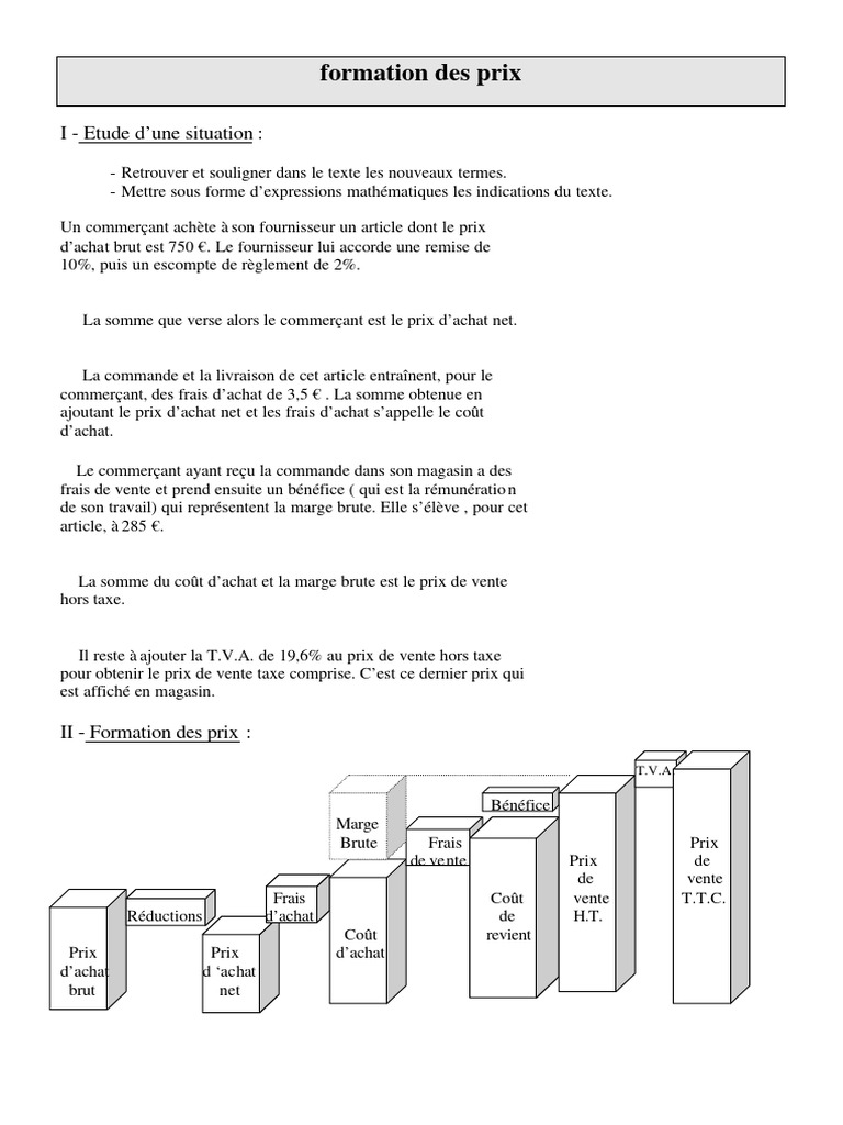Formation des prix et calculs commerciaux | PDF