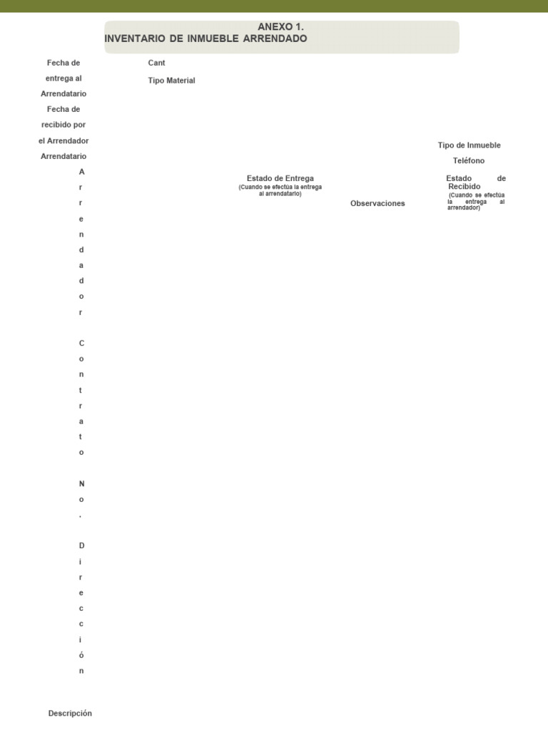 Inventario de Inmueble Arrendado | PDF