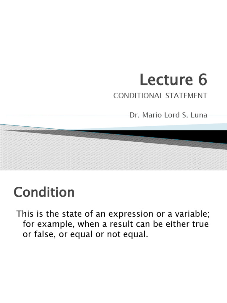 Lecture+6+ +Conditional+Statement | PDF