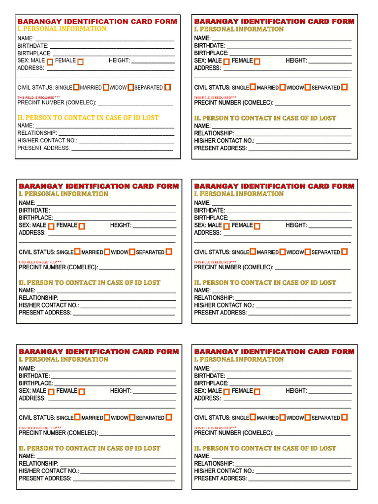 Barangay Identification Form PDF