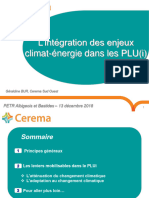 L'intégration Des Enjeux Climat-Énergie Dans Les PLU (I)