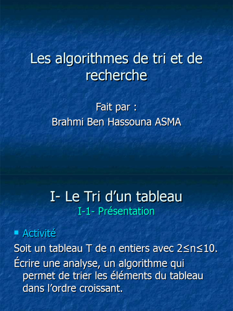Algorithmes de tri et recherche en informatique | PDF | Mathématiques ...
