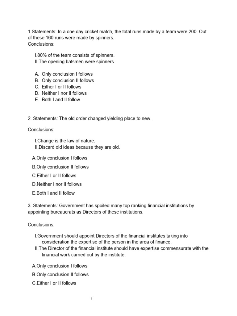 Statement and Conclusion Analysis Test | PDF | Auction | Investing