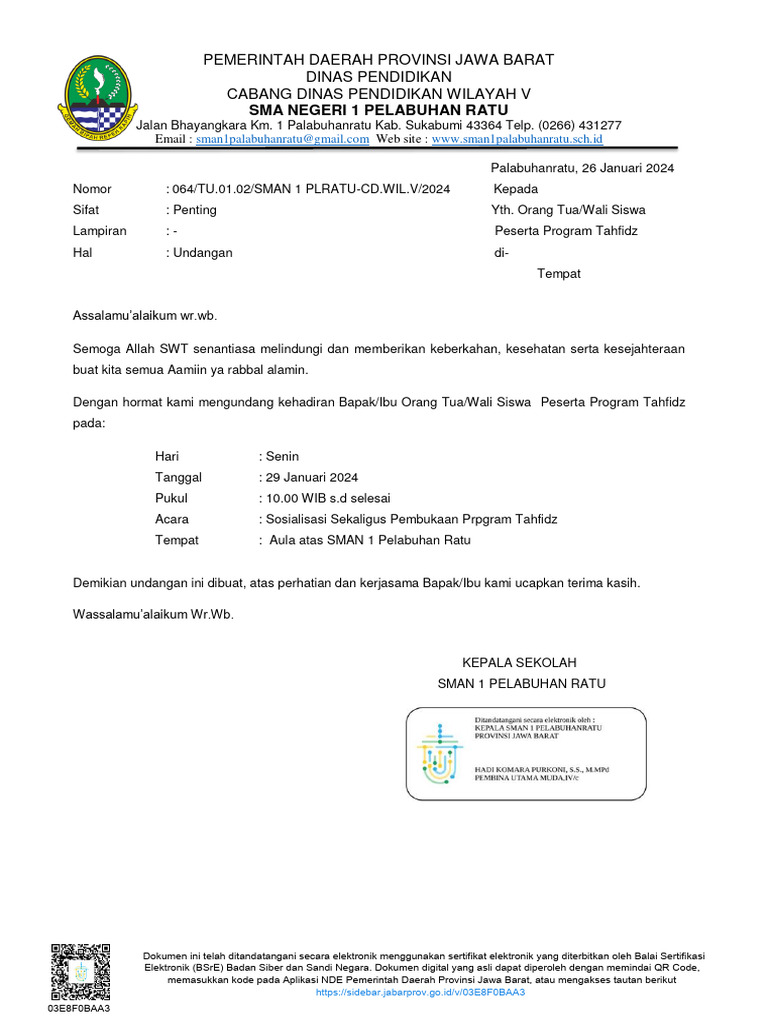 Surat Undangan Tahfidz Quran 26012024 081837 Signed | PDF
