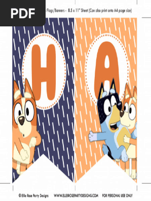 Bluey Happy Birthday Banner 4.5 x 7 Flag Ha