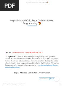 Big M Method Calculator Online - Linear Programming ?