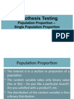 HT - Population Proportion - Single Population Prportion