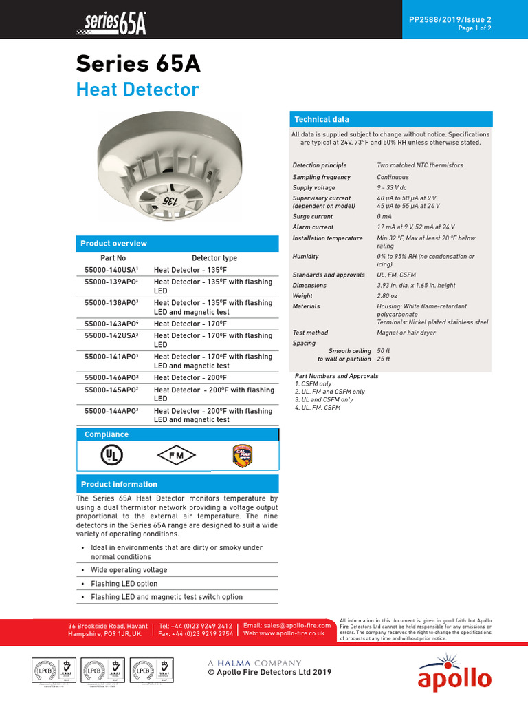 Series 65A: Heat Detector | Download Free PDF | Combustion | Relay