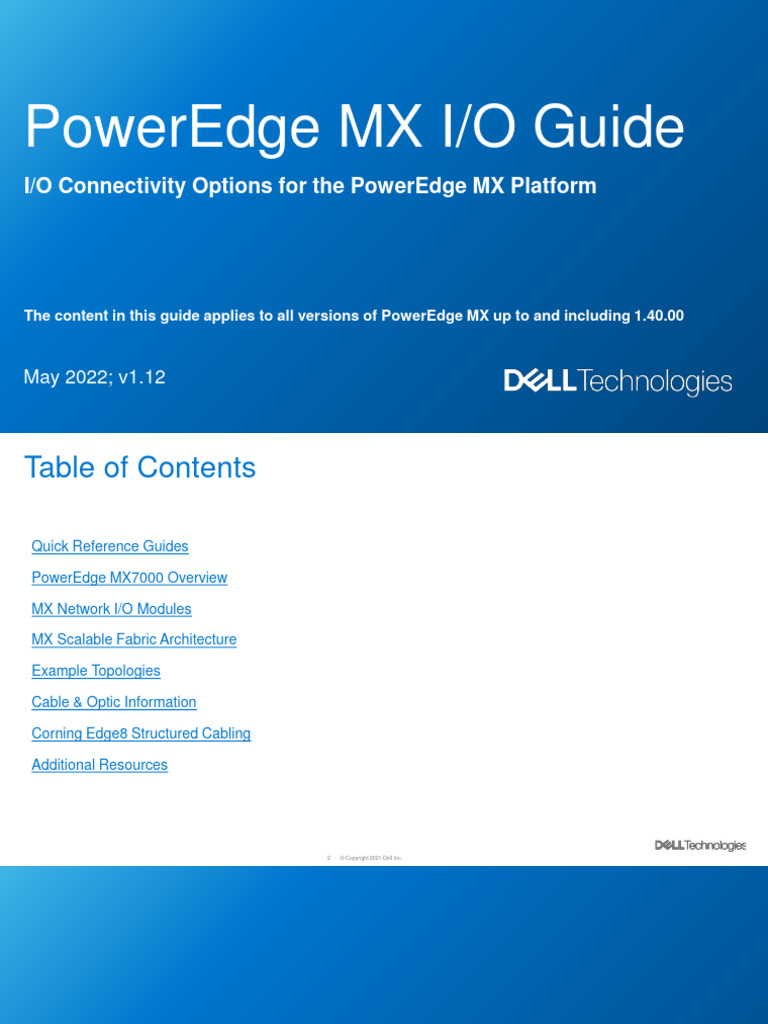 I/O Connectivity Options For The Poweredge MX Platform | PDF