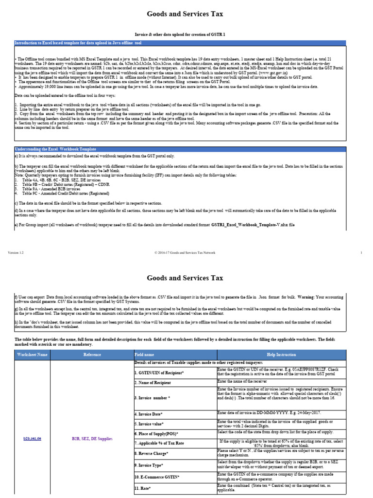 Gstr1 Error Json To Excel