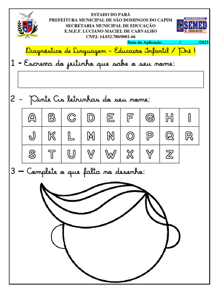 Diagnóstico de Linguagem e Matemática Infantil | PDF