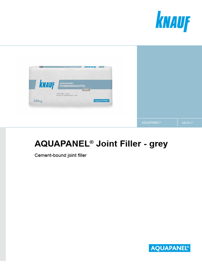 AQUAPANEL Joint Filler Grey Datasheet 0817 PDF Cement Building