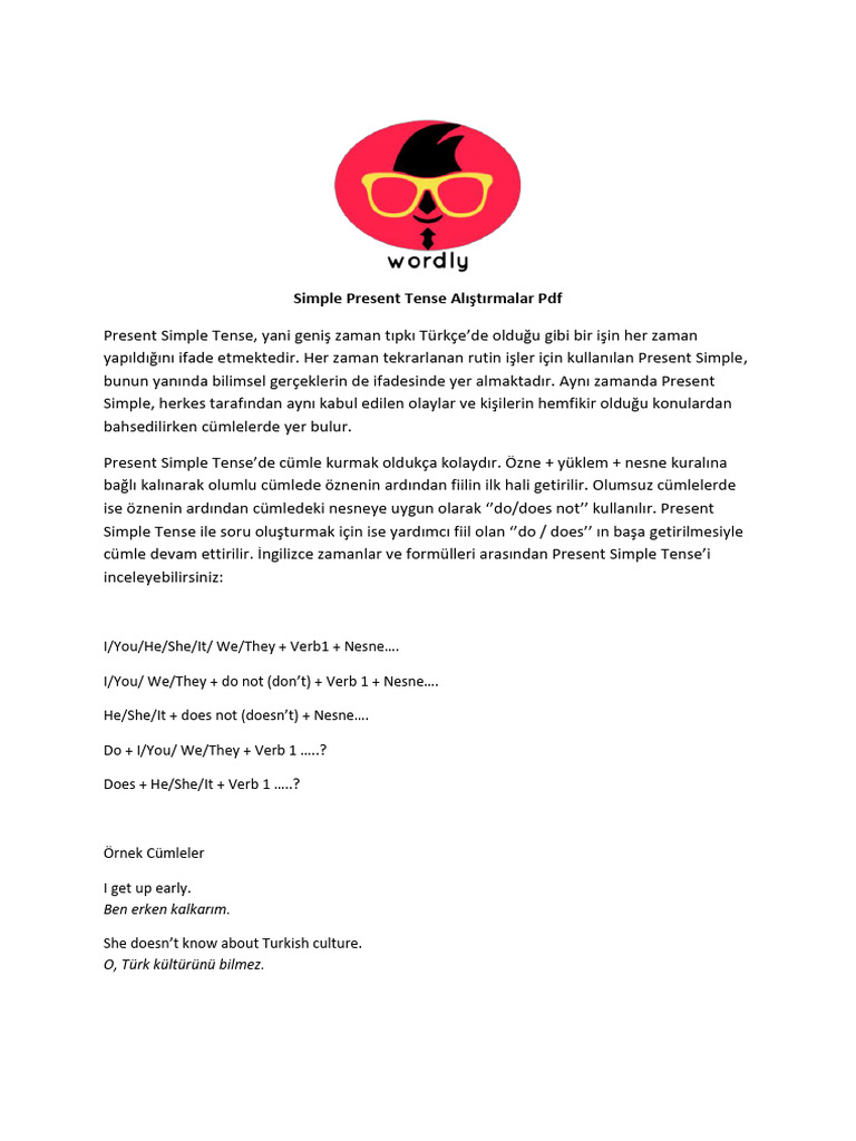 Present Simple Tense Exercises PDF | PDF | Language Families | Language ...
