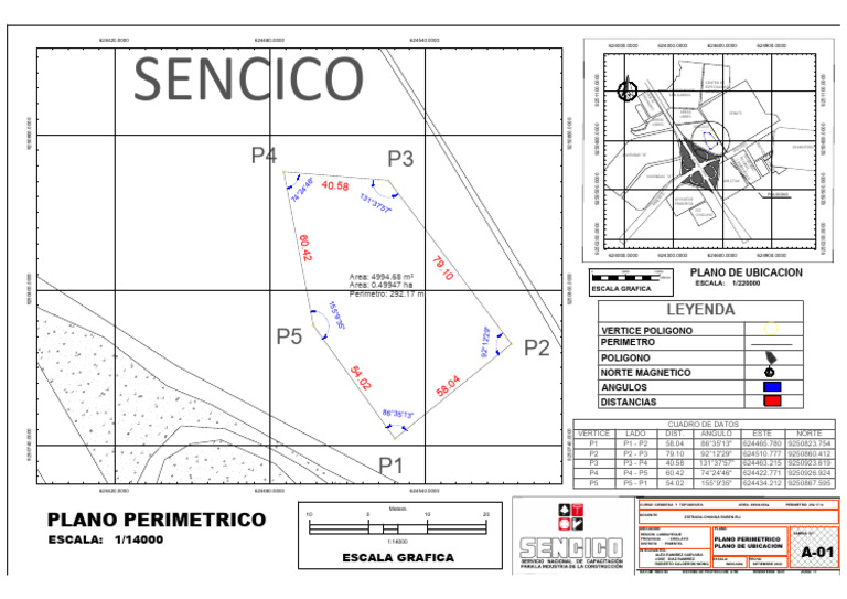 Plano Perimétrico y de Ubicación SENCICO | PDF | Tecnología geográfica