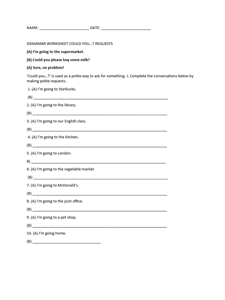 Exercise Making Request Pdf