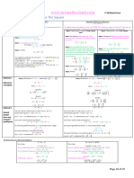 Completing The Square (Technique Only) Cheat Sheet