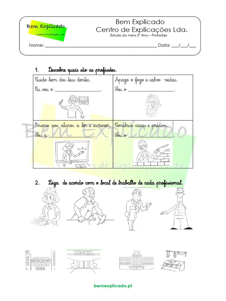 Atividades sobre Profissões para 2º Ano | PDF | Carreira e Crescimento