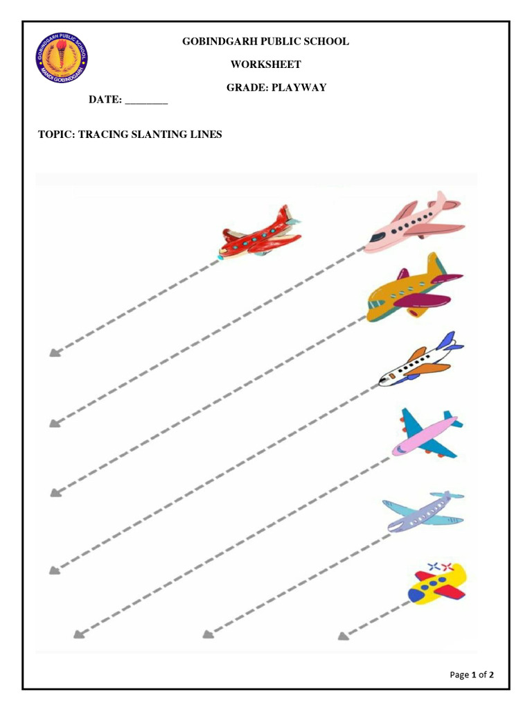 Worksheet Tracing Slanting Lines PDF