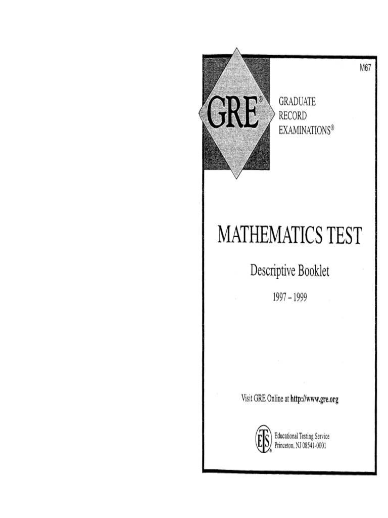 GRE Mathematics Subject Test Descriptive Booklet 199799 PDF
