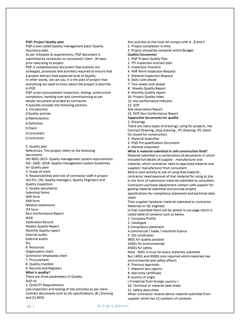 QA QC Civil Site Engineer Interview Notes | PDF | Concrete ...